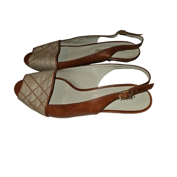 Johnson & Murphy VTG Peep Toe Sling Back 60s All Leather Italy 8.5 - Picture 5 of 8
